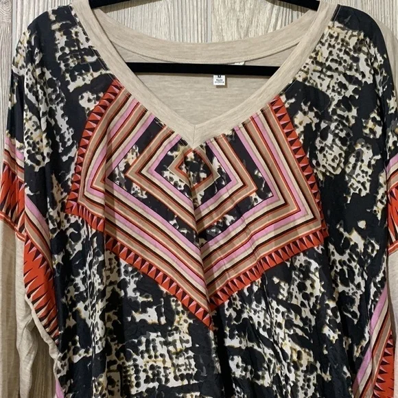 CAbi Silk Scarf Aztec Pattern Blouse 768 Medium - Picture 4 of 8